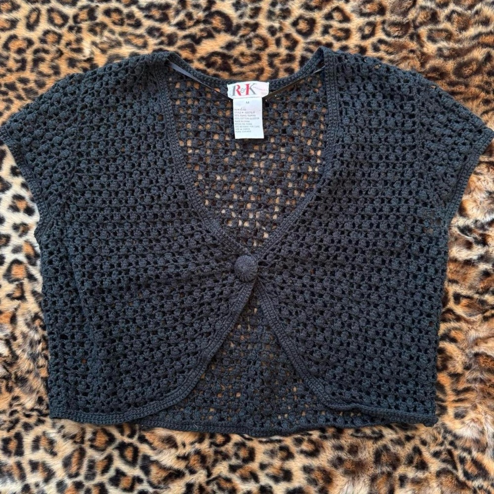 R&K Black Crochet Knit Top